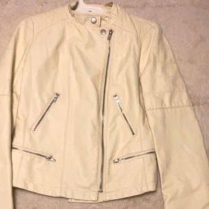 Cream faux leather jacket